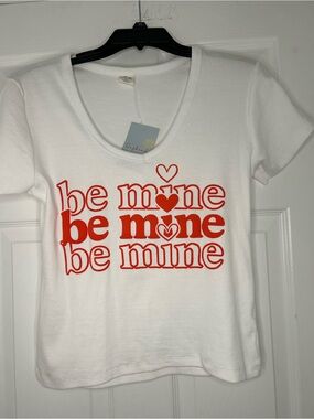 Be Mine Graphic Tee - White with Red Print